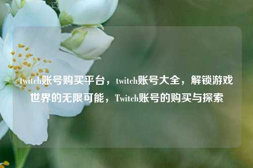 twitch账号购买平台，twitch账号大全，解锁游戏世界的无限可能，Twitch账号的购买与探索