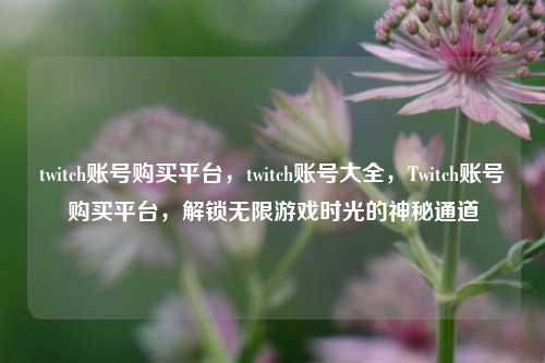 twitch账号购买平台，twitch账号大全，Twitch账号购买平台，解锁无限游戏时光的神秘通道