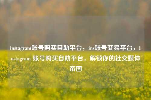 instagram账号购买自助平台，ins账号交易平台，Instagram 账号购买自助平台，解锁你的社交媒体帝国